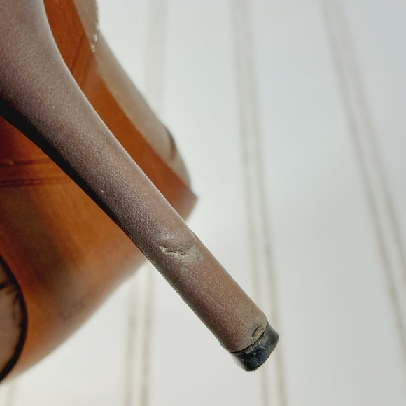 Enzo Angiolini Eapresly Brown Leather Stiletto Heels Studs Ankle Bootie E398 - Picture 13 of 15